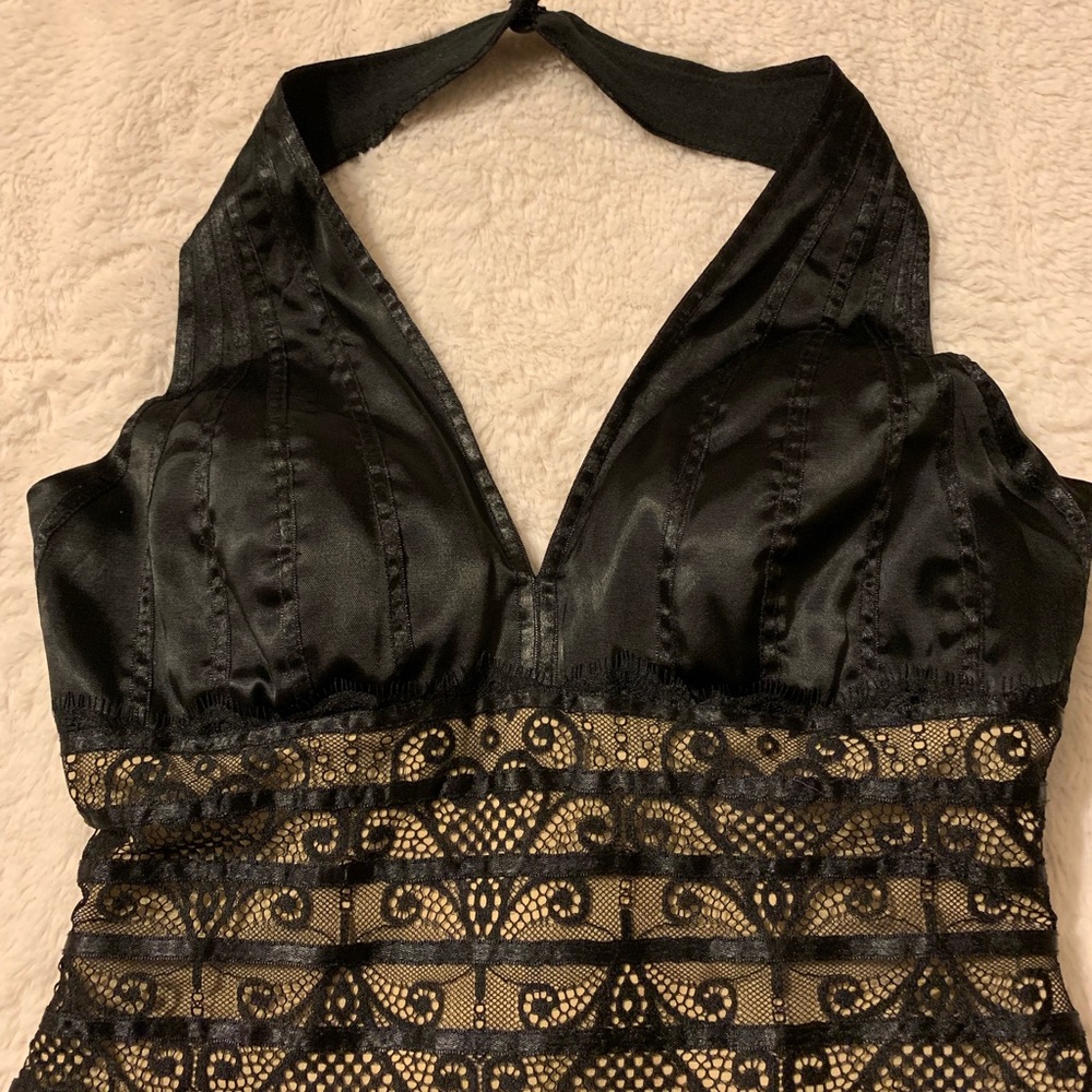 Black Satin Halter Top